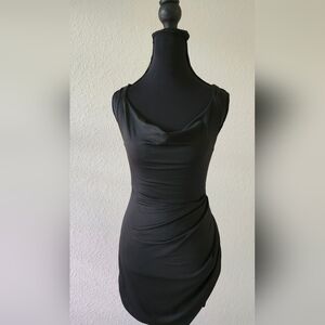 SHEIN Black Mini Dress Sleeveless Spaghetti Strap Wrap Party‎ Cocktail XS
